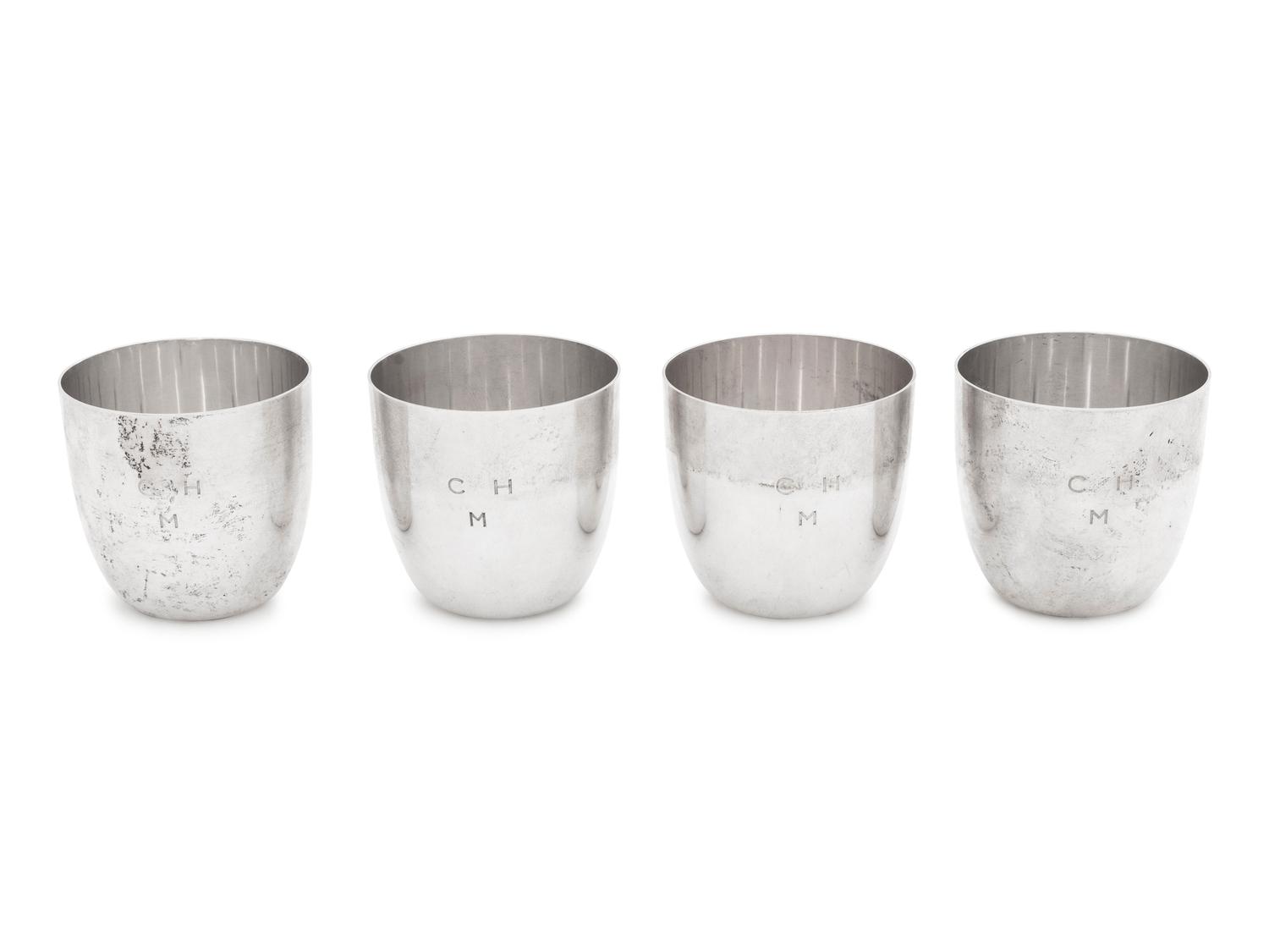 Four American Silver Tumblers