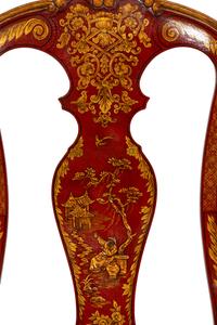 An Italian Rococo Style Red Japanned Armchair