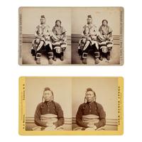 Stanley J. Morrow (American, 1843-1921) — Two Stereoviews of Crow Subjects, Including White Man Runs Him and Iron Bull