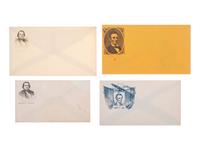 [POLITICS IN AMERICA -- 1860 ELECTION]. A group of 13 covers featuring Abraham LINCOLN, Stephen A. DOUGLAS, and John C. BELL, with embossed examples.