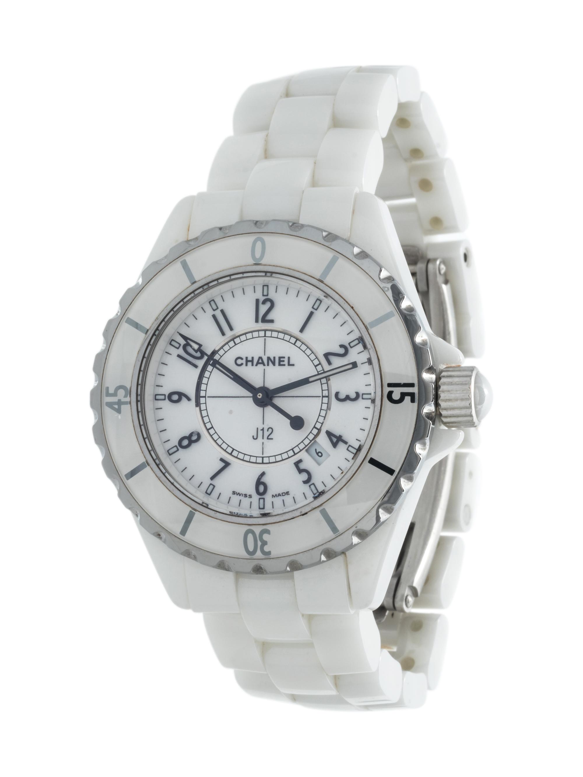 CHANEL, STALINLESS STEEL AND WHITE CERAMIC 'J12' WRISTWATCH