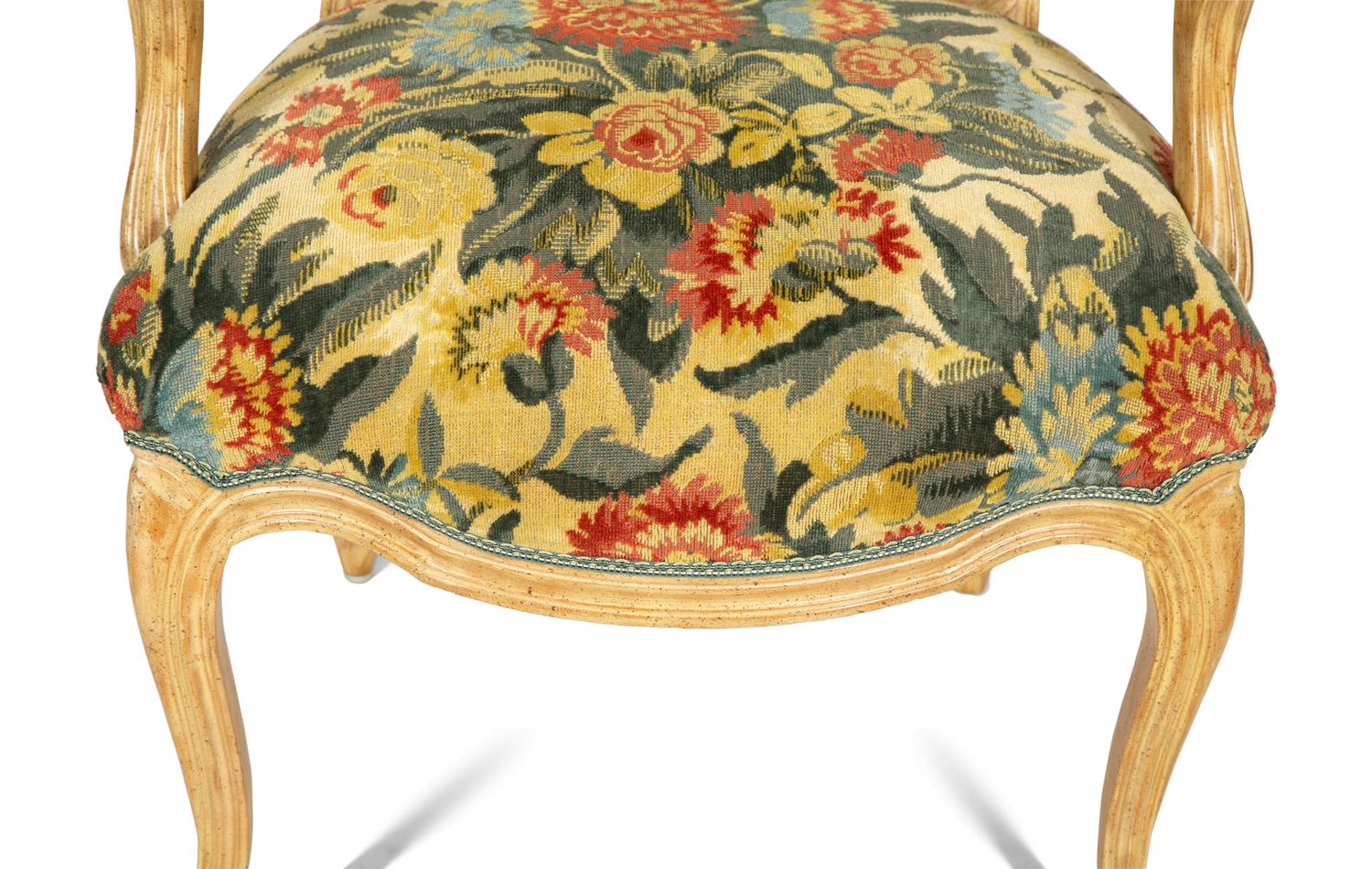 A Set of Eight Louis XV Style Painted Dining Chairs
