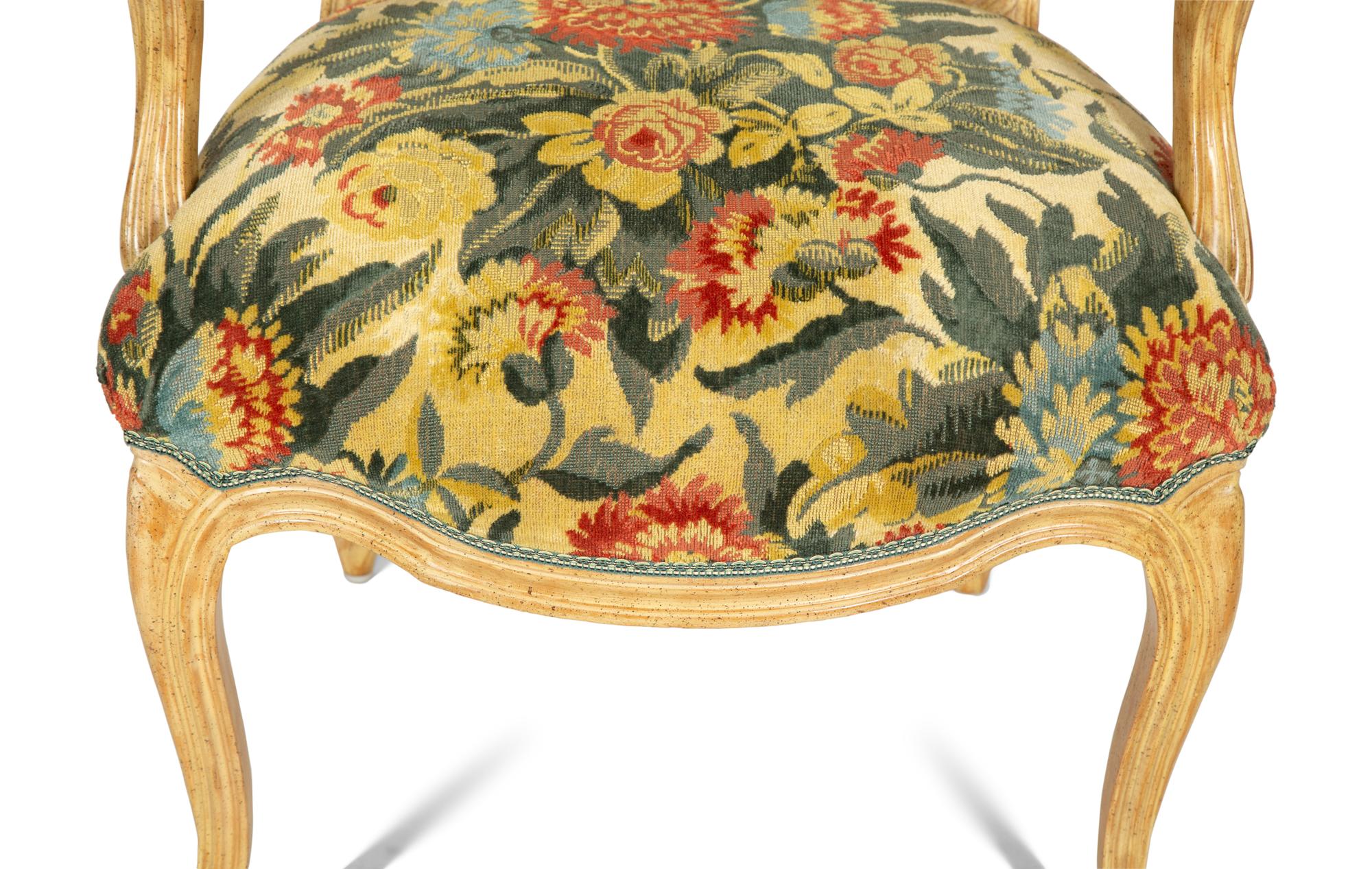 A Set of Eight Louis XV Style Painted Dining Chairs