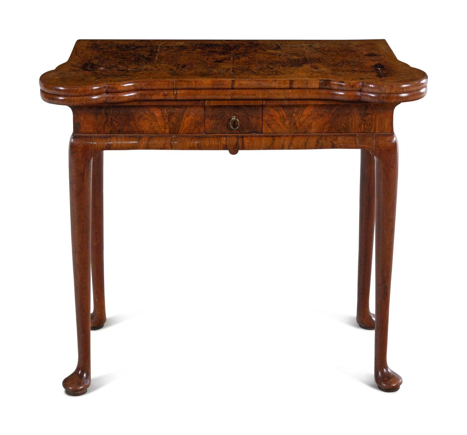 A Queen Anne Walnut Accordion-Action Game Table