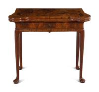 A Queen Anne Walnut Accordion-Action Game Table