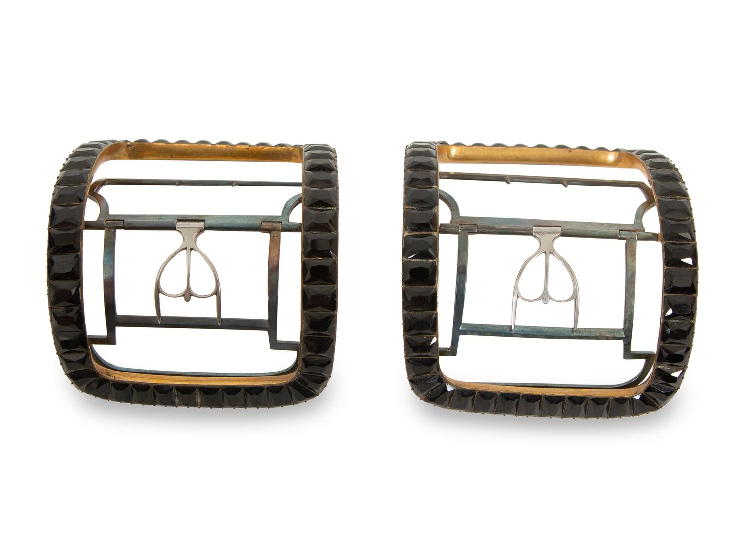 A Pair of Georgian Black Jet Stone Inlaid Shoe Buckles