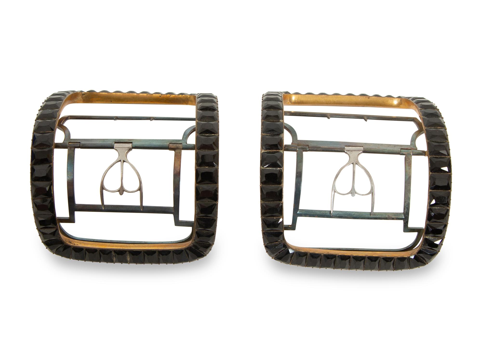 A Pair of Georgian Black Jet Stone Inlaid Shoe Buckles