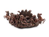 A Rococo Style Patinated Bronze Figural Jardinière