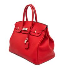 An Hermes Geranium Togo 35cm Birkin Handbag, 14" x 10" x 7".