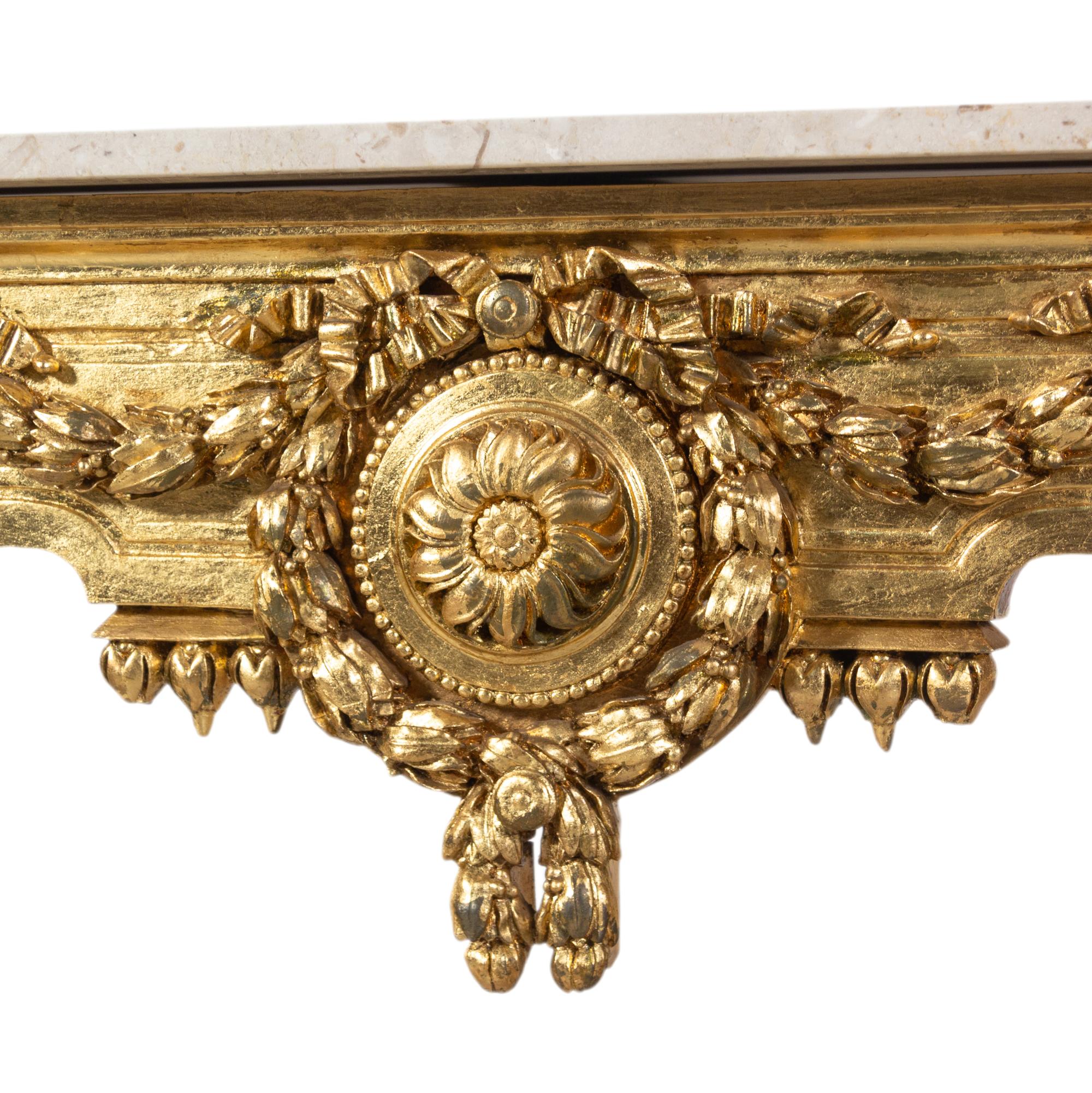 An Italian Giltwood Marble-Top Console Table
