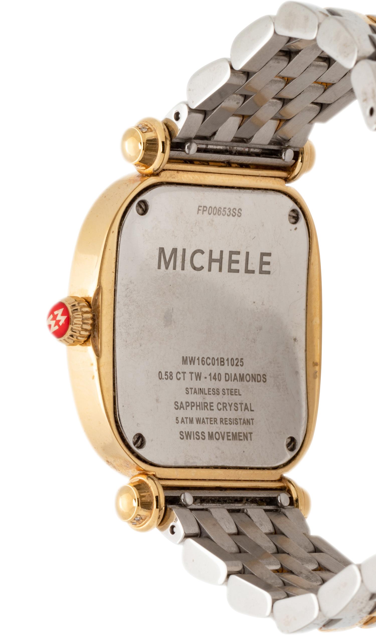 MICHELE, STAINLESS STEEL, GOLD-PLATED AND DIAMOND 'CABER 'ISLE' WRISTWATCH