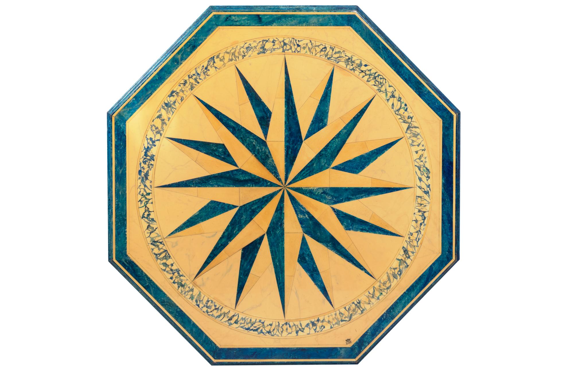 A Faux Lapis and Marble Octagonal Top Table — 20TH CENTURY