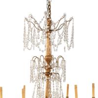 A Giltwood and Cut-Glass Twelve-Light Chandelier