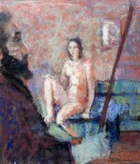 Warren Brandt, (American, 1918-2002), Model and the Artist, 1965