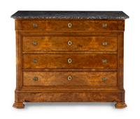 A Louis Philippe Burlwood Marble-Top Commode