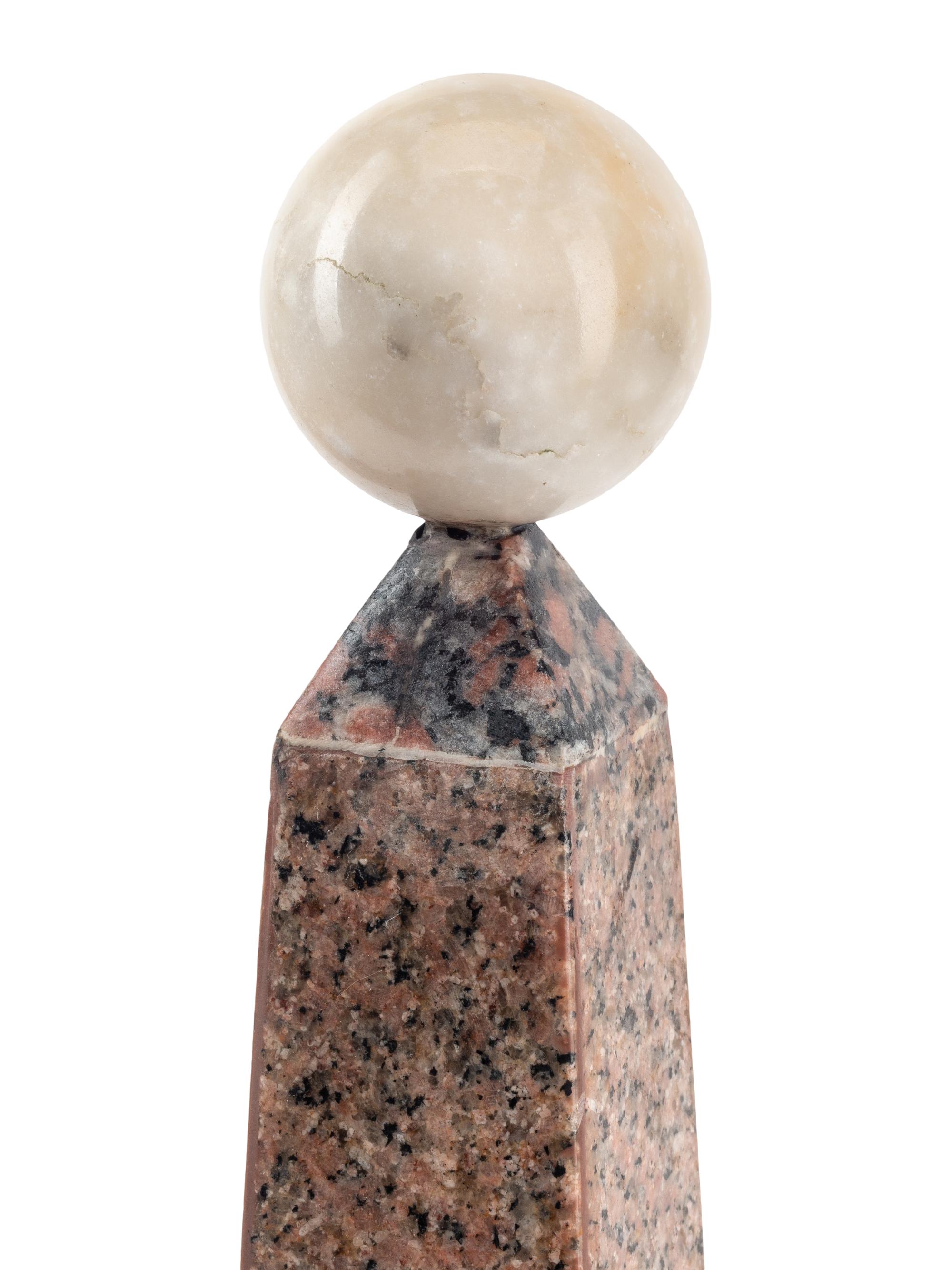 A Pair of Marble and Granite Obelisks