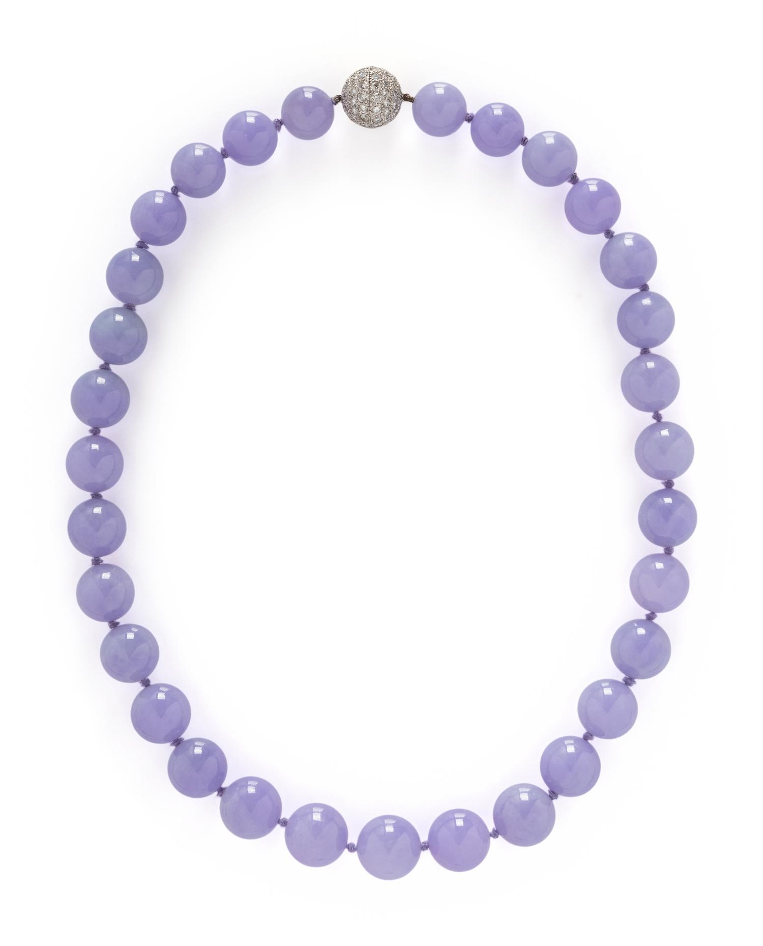 LAVENDER JADE, DIAMOND, AND PLATINUM NECKLACE