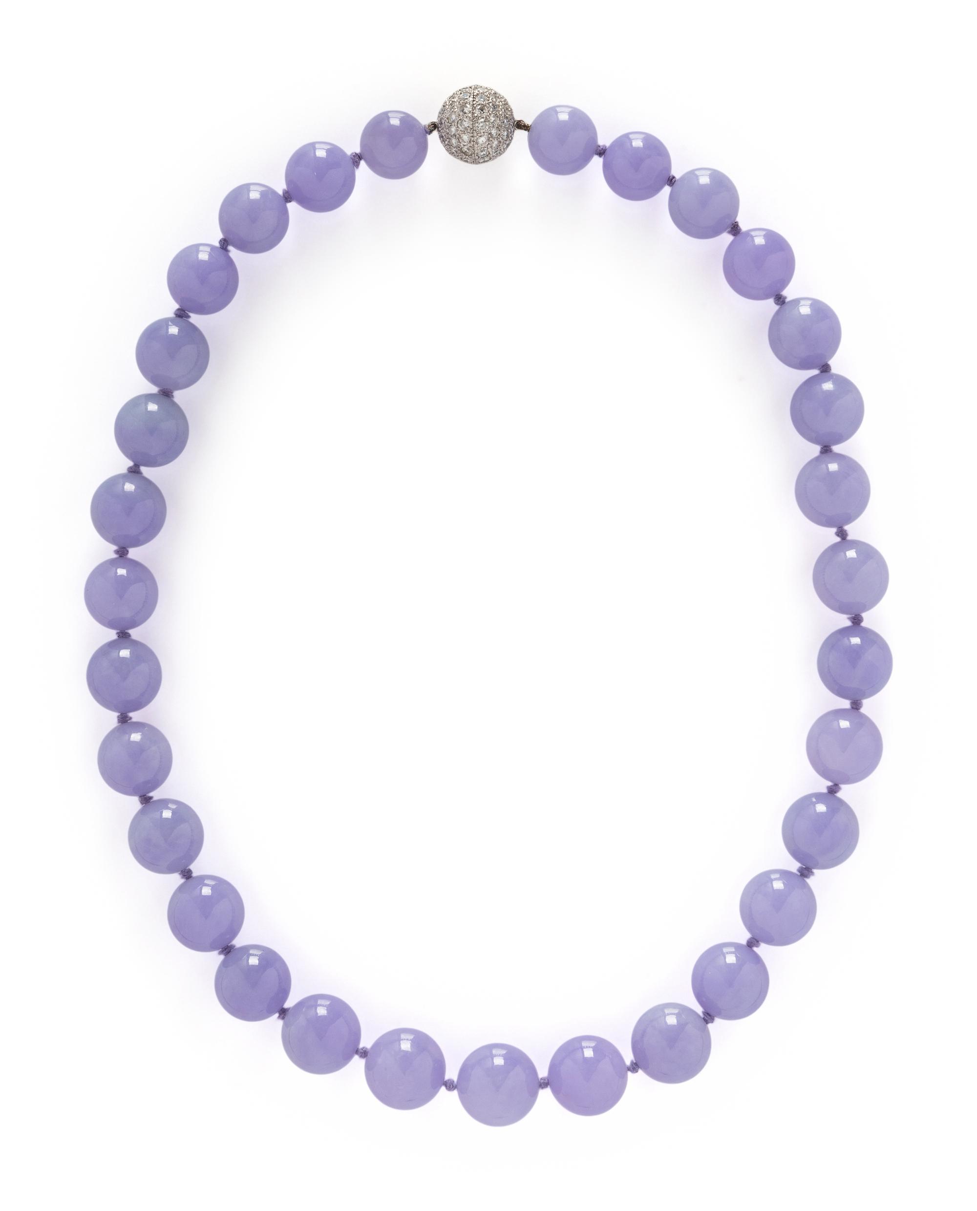 LAVENDER JADE, DIAMOND, AND PLATINUM NECKLACE
