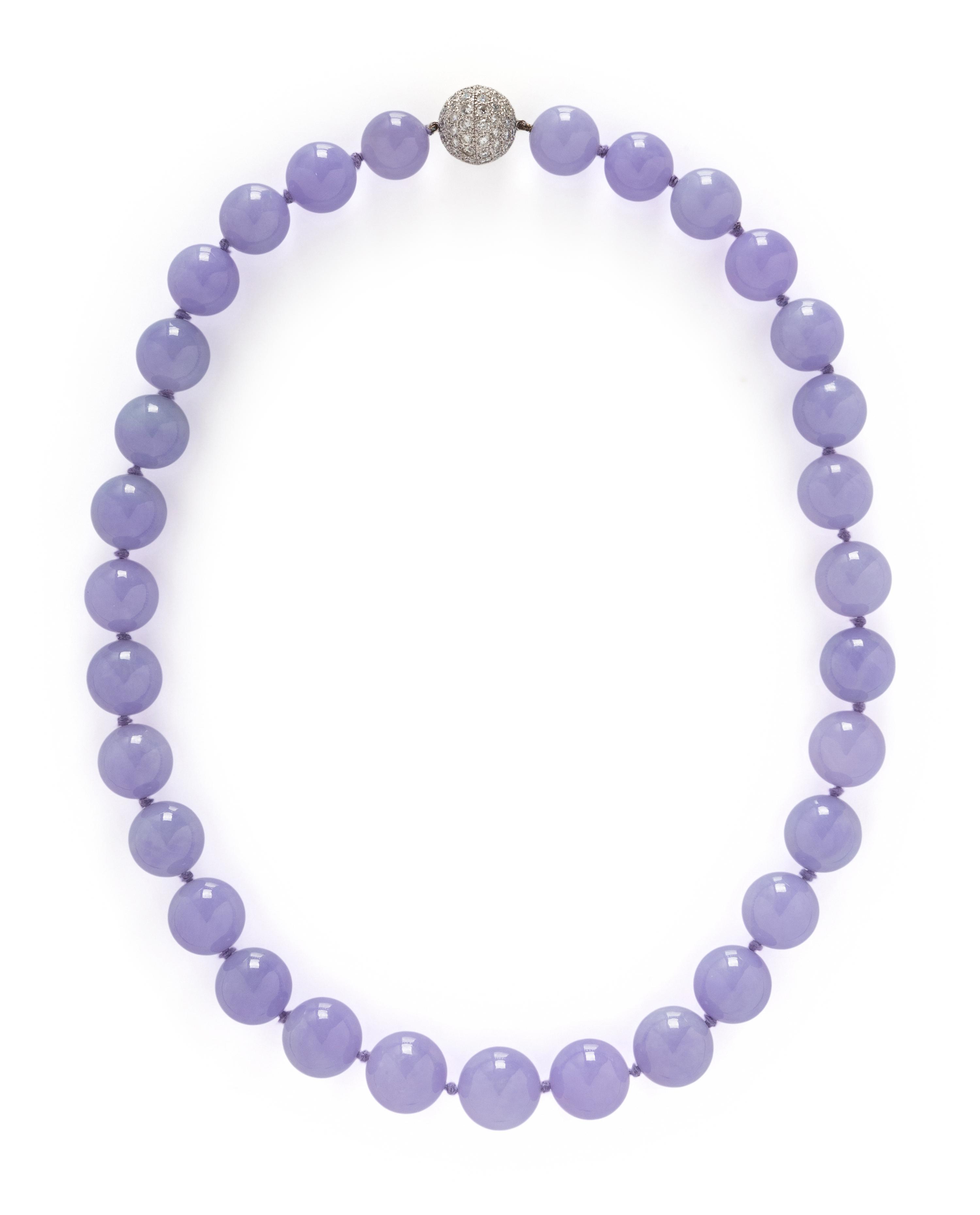 LAVENDER JADE, DIAMOND, AND PLATINUM NECKLACE