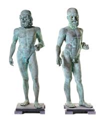 A Pair of Monumental Patinated Bronze Riace Warriors Height 77 inches. — 20TH CENTURY
