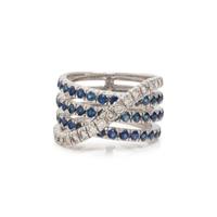 SYNTHETIC SAPPHIRE AND DIAMOND RING