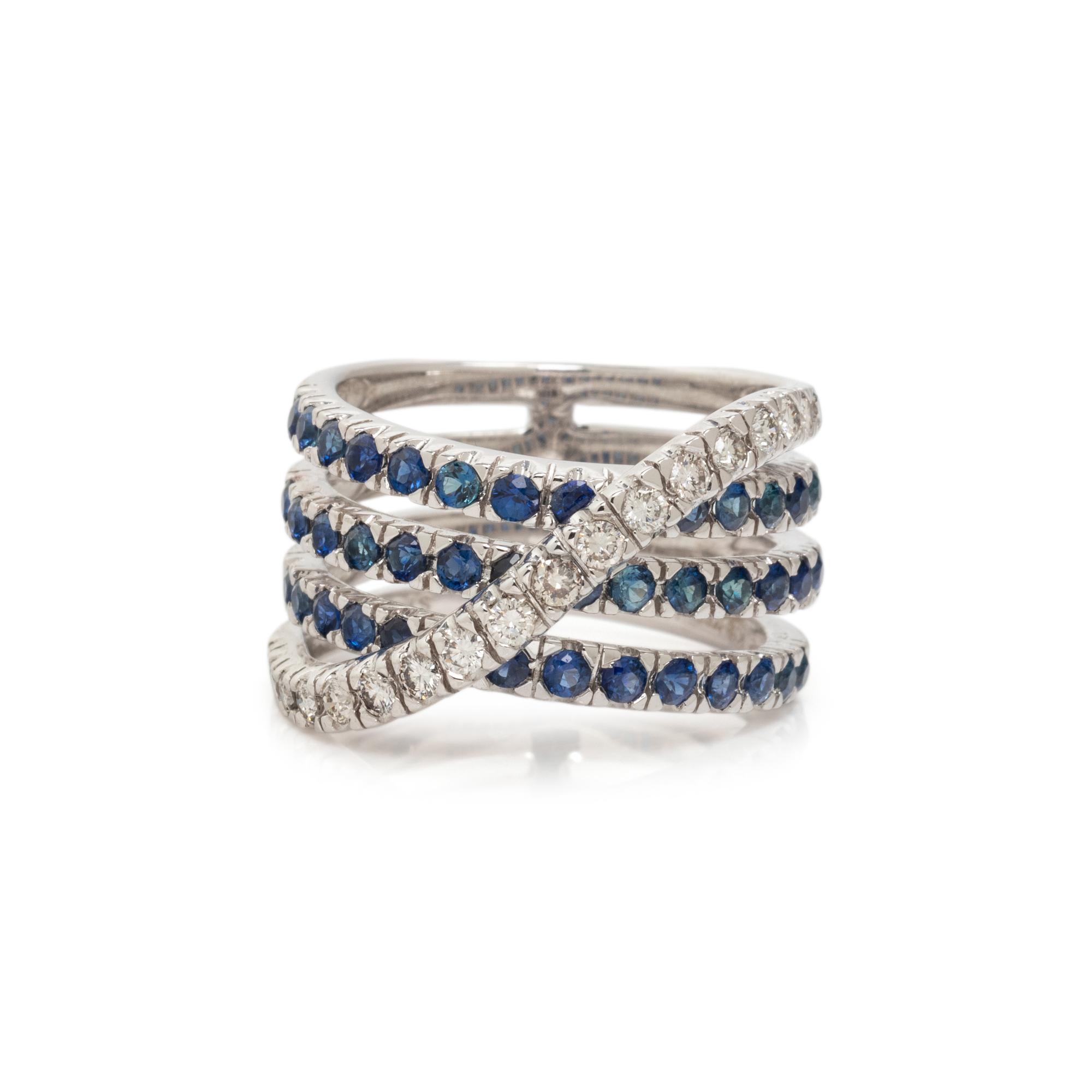 SYNTHETIC SAPPHIRE AND DIAMOND RING