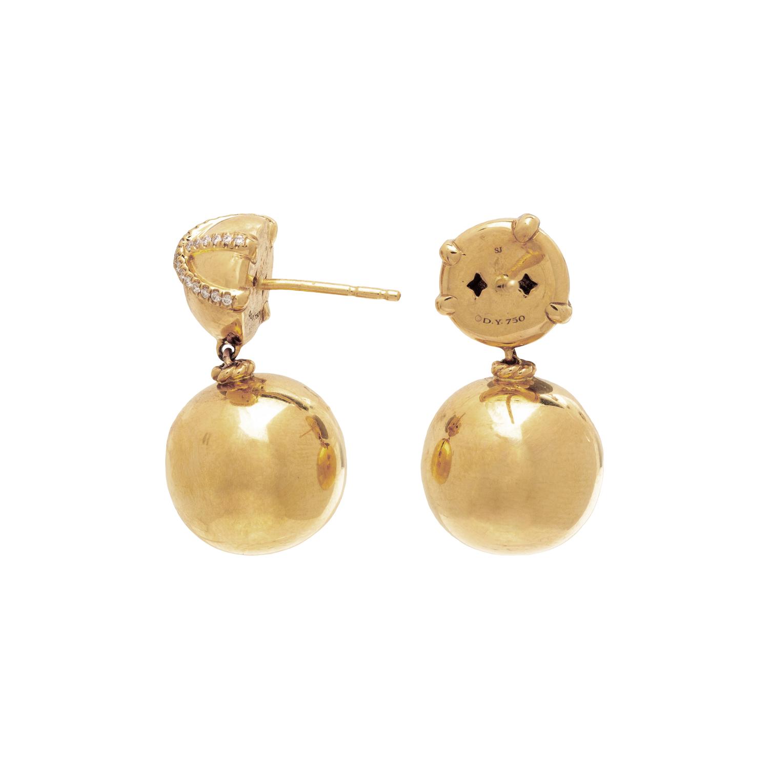 DAVID YURMAN, YELLOW GOLD AND DIAMOND EARRINGS