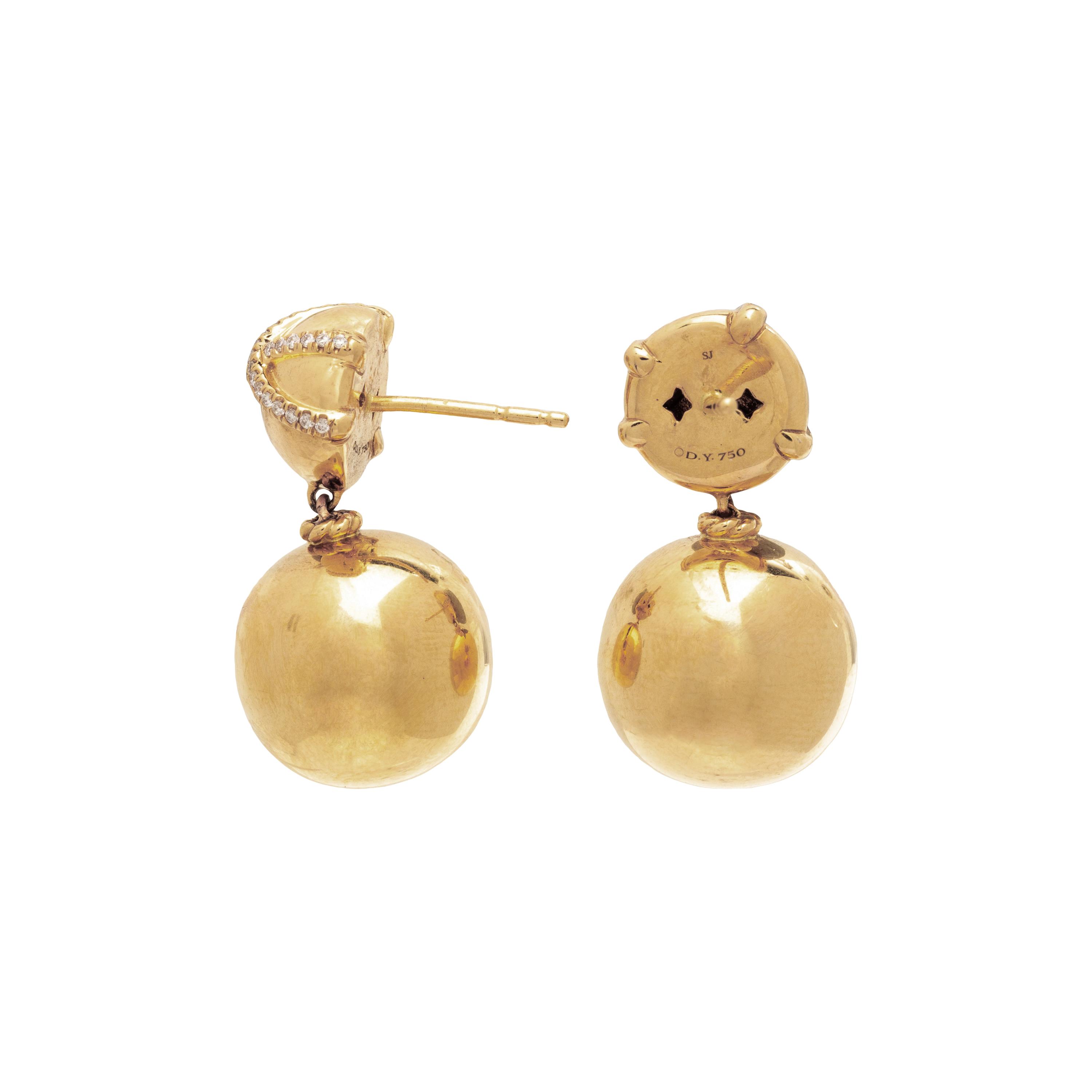 DAVID YURMAN, YELLOW GOLD AND DIAMOND EARRINGS