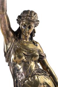 A Continental Silvered Bronze Figural Torchère