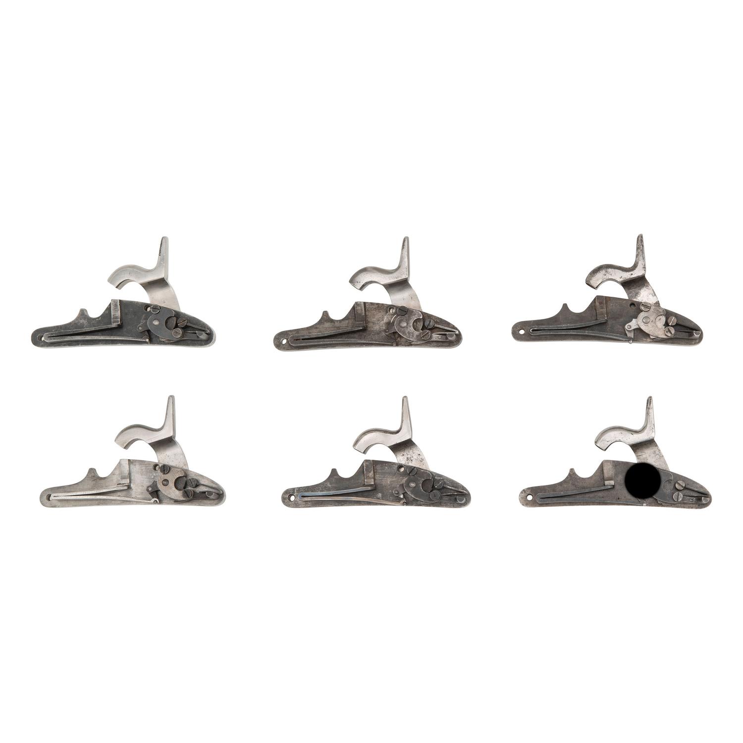Six US Model 1861 Contract Rifle Musket Locks, Including: Providence Tool, Robinson & Milbury