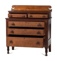 A Classical Tiger Maple and Cherrywood Chest of Drawers