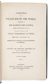 BELCHER, Edward, Sir (1799-1877). Narrative of a Voyage Round the World, performed in Her Majesty's Ship Sulphur,... 1836-1842 . London: Henry Colburn, 1843.