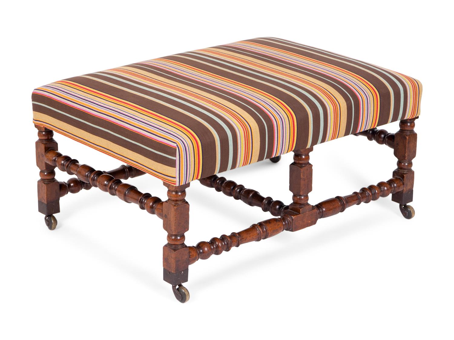 An English Turned Walnut Bench