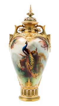 A Royal Worcester Porcelain Covered Vase Height 13 1/4 inches. — 1908