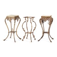 Two Neoclassical Onyx Mounted and Pierced Gilt Metal Jardiniere Stands