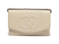 Chanel Timeless Wallet On Chain in White Caviar Leather