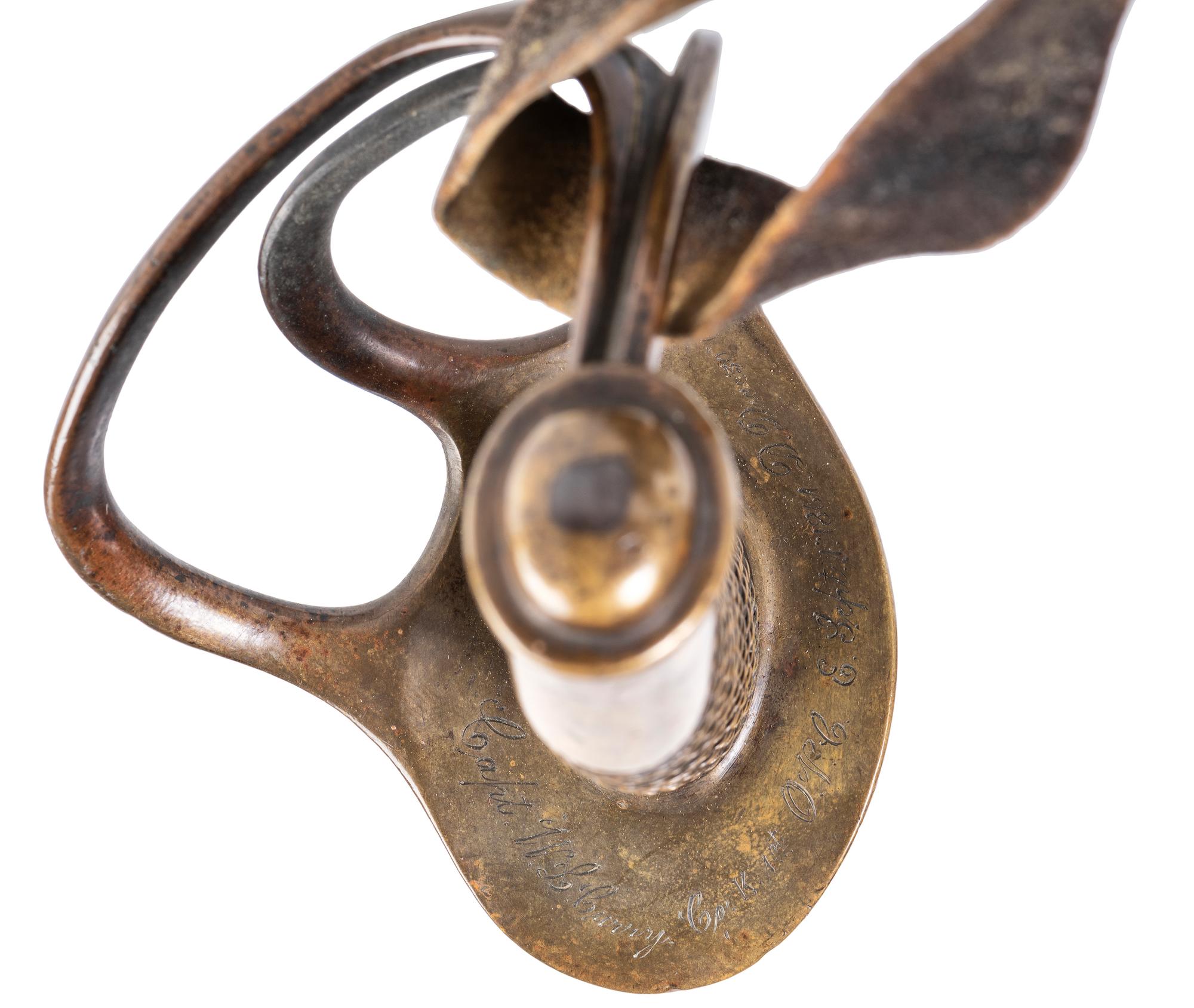 A group of 14 items identified to Captain William L. Curry, Company K, 1st Ohio Volunteer Cavalry, incl. inscribed Model 1840 US Army regulation cavalry saber, belt plate, spurs, and tintype.