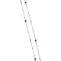 PLATINUM, DIAMOND, SEED PEARL AND SYNTHETIC RUBY LONGCHAIN NECKLACE