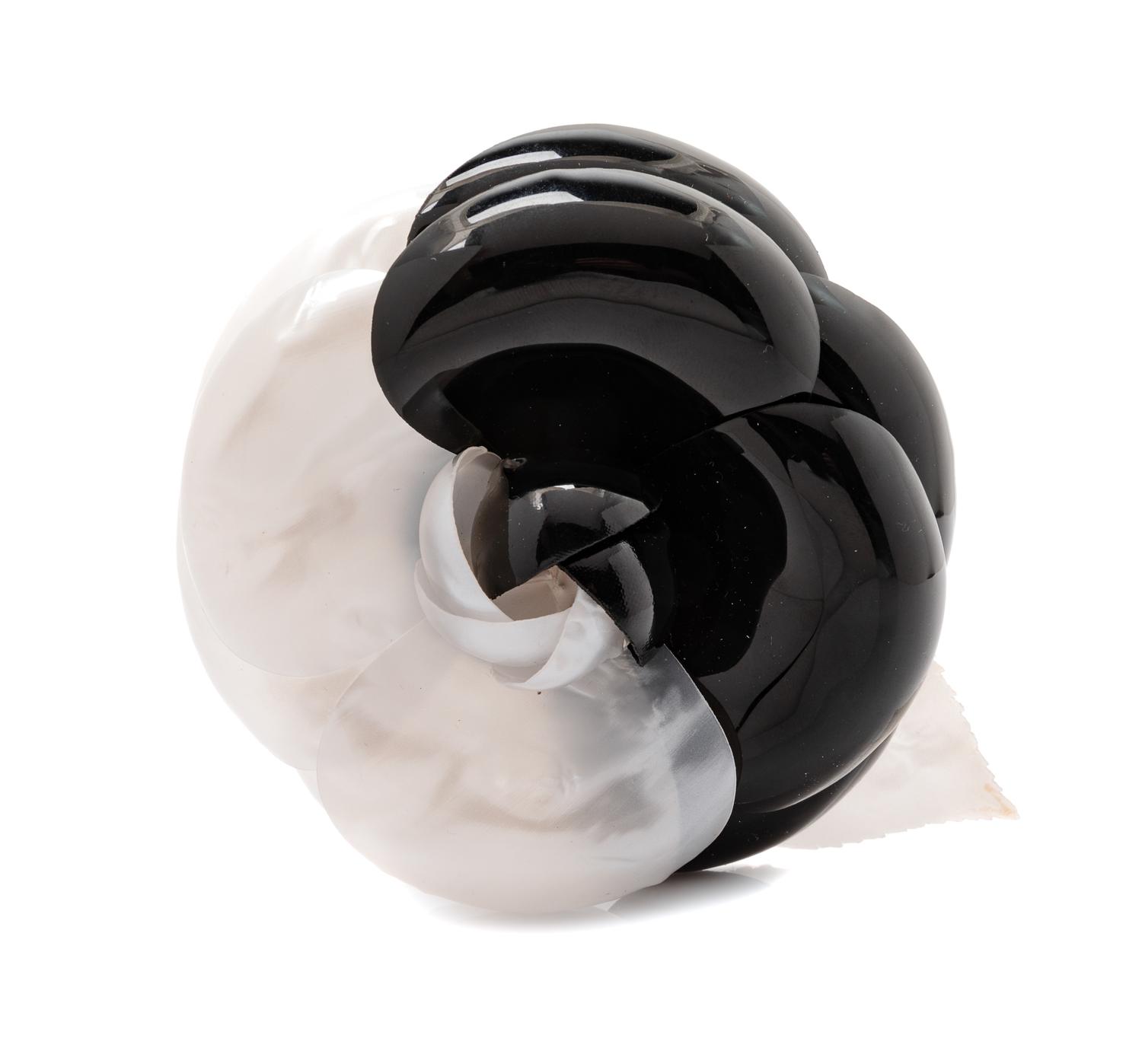 Chanel Black and White Camellia Pin, 1980-90s