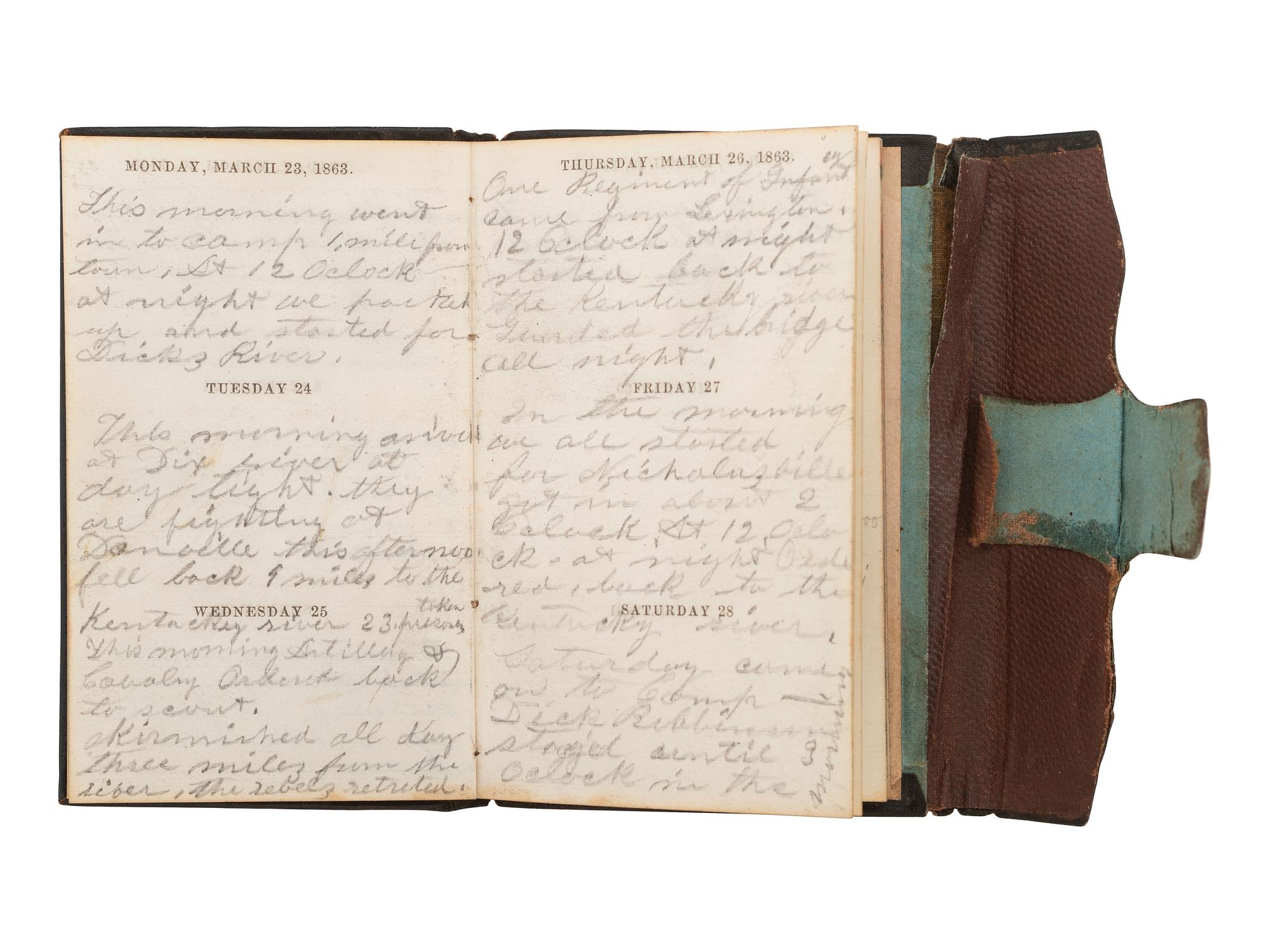 [CIVIL WAR]. 1863 diary of Private Lewis W. Jacks, 112th Illinois Infantry, wounded at Resaca.