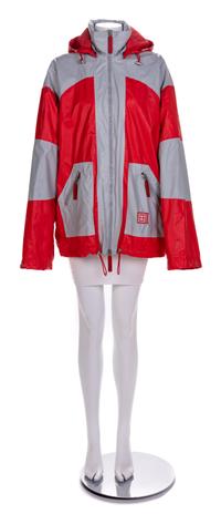 Chanel Red and Gray Raincoat, 1990-2000s Size label: 42