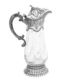 An American Silver Mounted Cut Glass Claret Jug