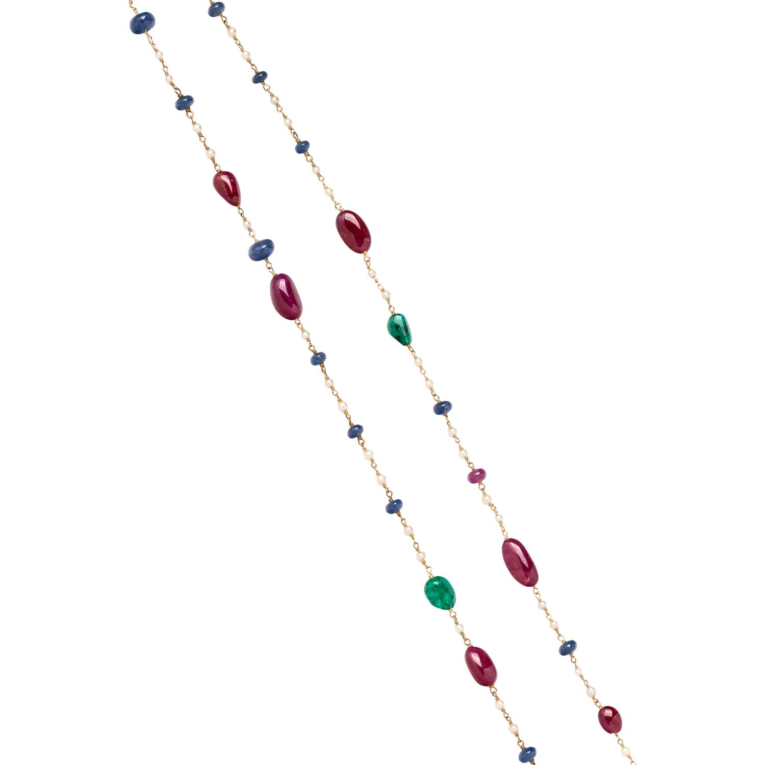 MULTIGEM AND CULTURED PEARL NECKLACE