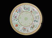 A Chinese famille rose "Bajixiang" large dish, Guangxu six-character mark and of the period 粉彩八吉祥大盤 光緒款 清光緒