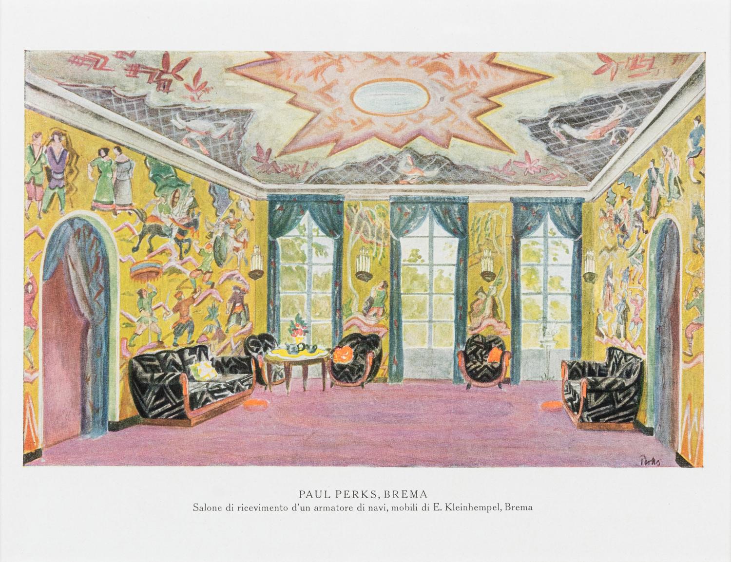 Eight Lithographs Depicting Interiors — 20TH CENTURY