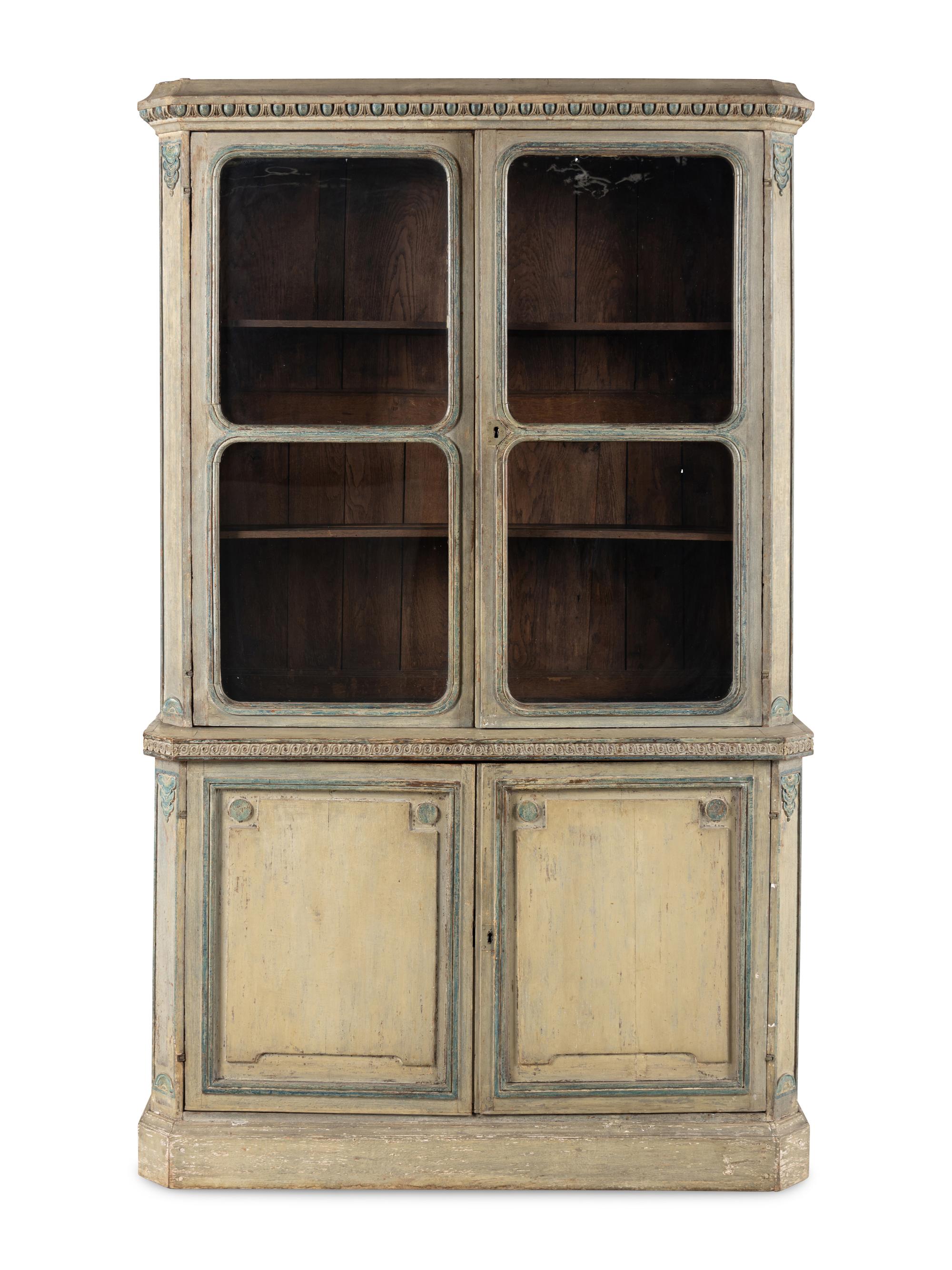A Continental Painted Step-Back Bookcase