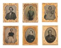 [EARLY PHOTOGRAPHY]. 42 ninth plate ambrotypes and tintypes of men, women, & children.