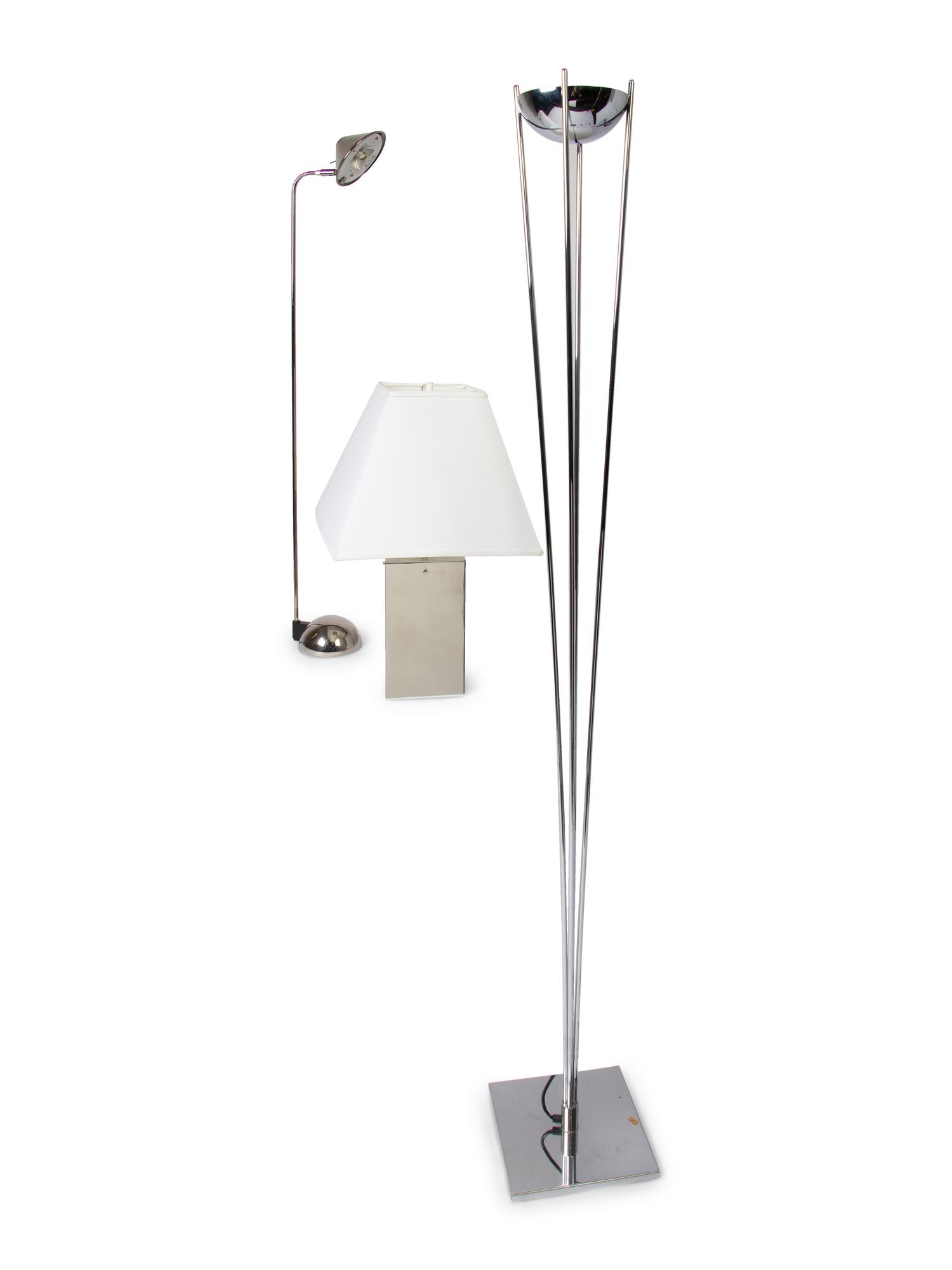 Three Modern Stainless Steel Lamps