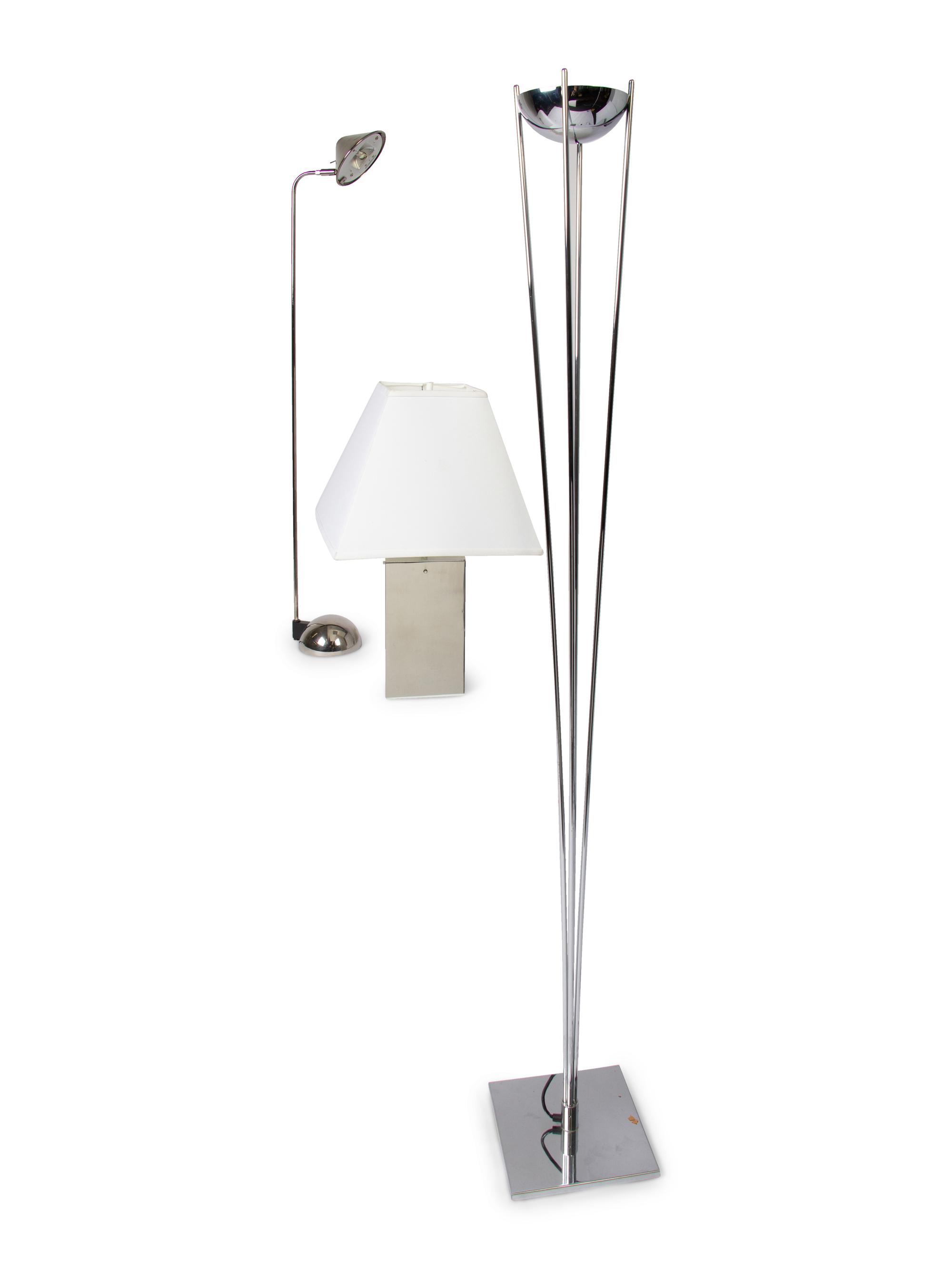 Three Modern Stainless Steel Lamps