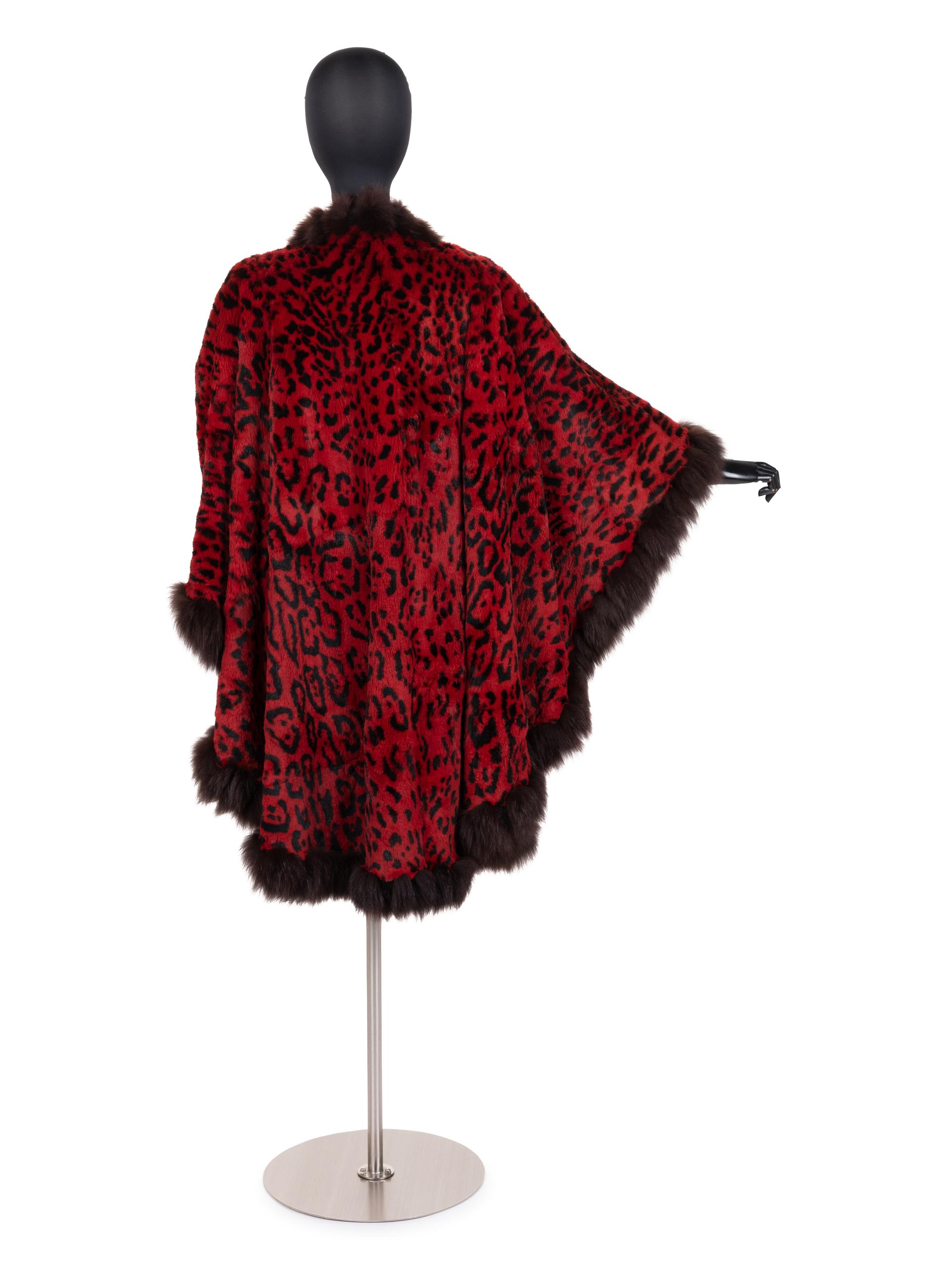 Yves Saint Laurent Leopard Print Fur Poncho, 1980-90s
